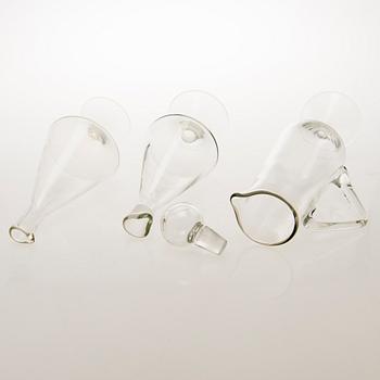 TAMARA ALADIN, KARAFFER, 3 st, glas, X-serien, Riihimäen Lasi 1961-64. Modellerna formgivna 1961.