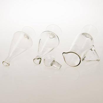 TAMARA ALADIN, Three clear glass decanters of the X-series, Riihimäen Lasi 1961-64. Models designed in 1961.