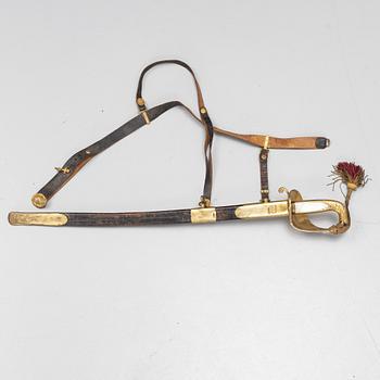 A Danish navy officer's sword, 1849 pattern with scabbard.