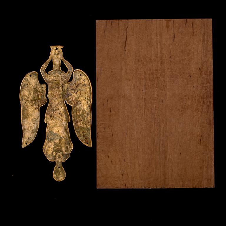 BESLAG, 2 st, förgylld mässing, 1900-talets början.