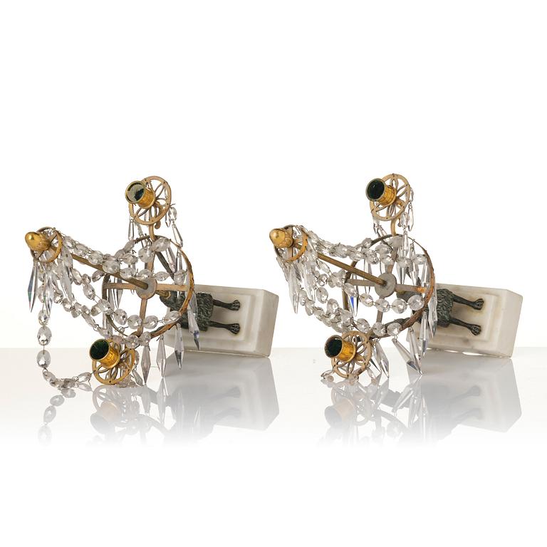 A pair of girandoles, 19th century.