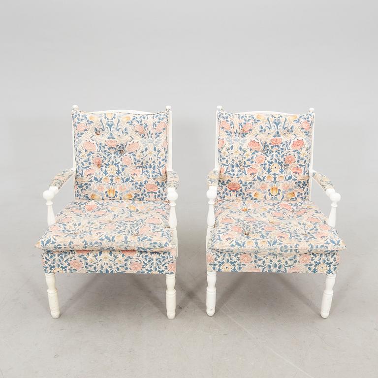 Armchairs, a pair in the Gripsholm model by Nordiska Kompaniet, second half of the 20th century.