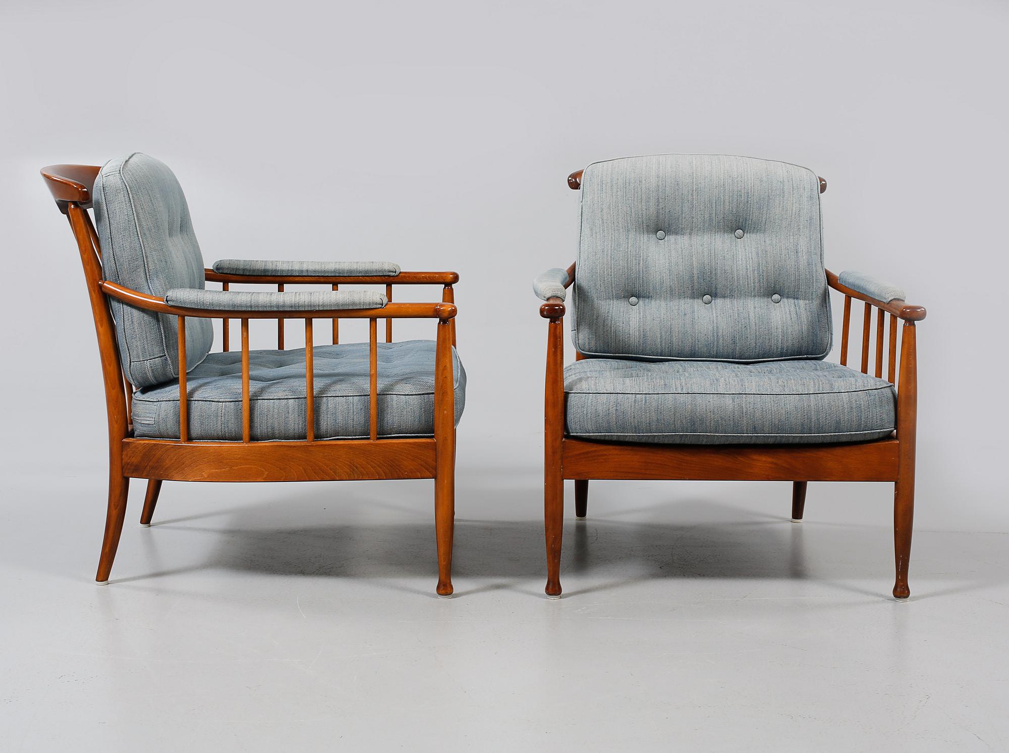 FÅTÖLJER, ett par, "Skrindan", Kerstin Hörlin-Holmquist, 1900-talets andra hälft.