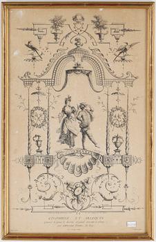 JEAN-ANTOINE WATTEAU, efter, 4 st gravyrer, sannolikt 1700-tal.