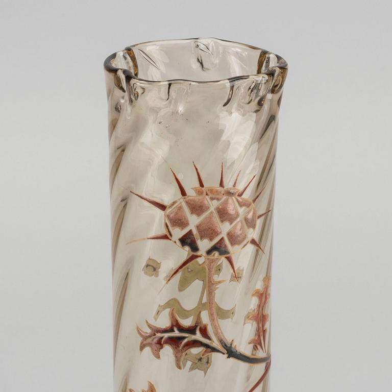 EMILE GALLÉ, an 1880/90's signed enameled glas vase.