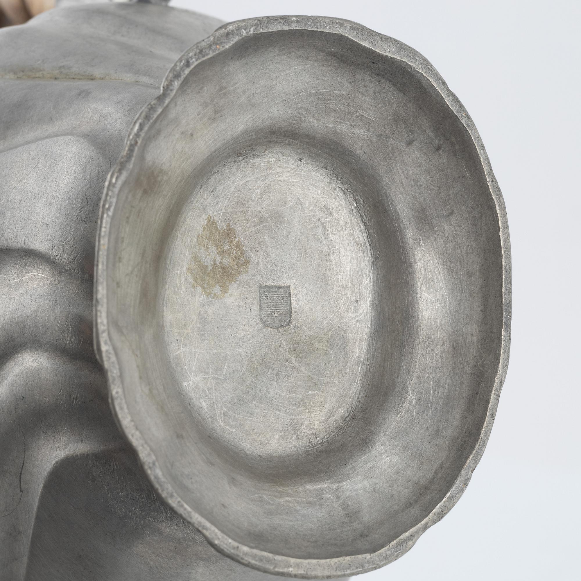 Kaffekanna, tenn, Christopher Ringeltaube, Västervik 1776, Rokoko.