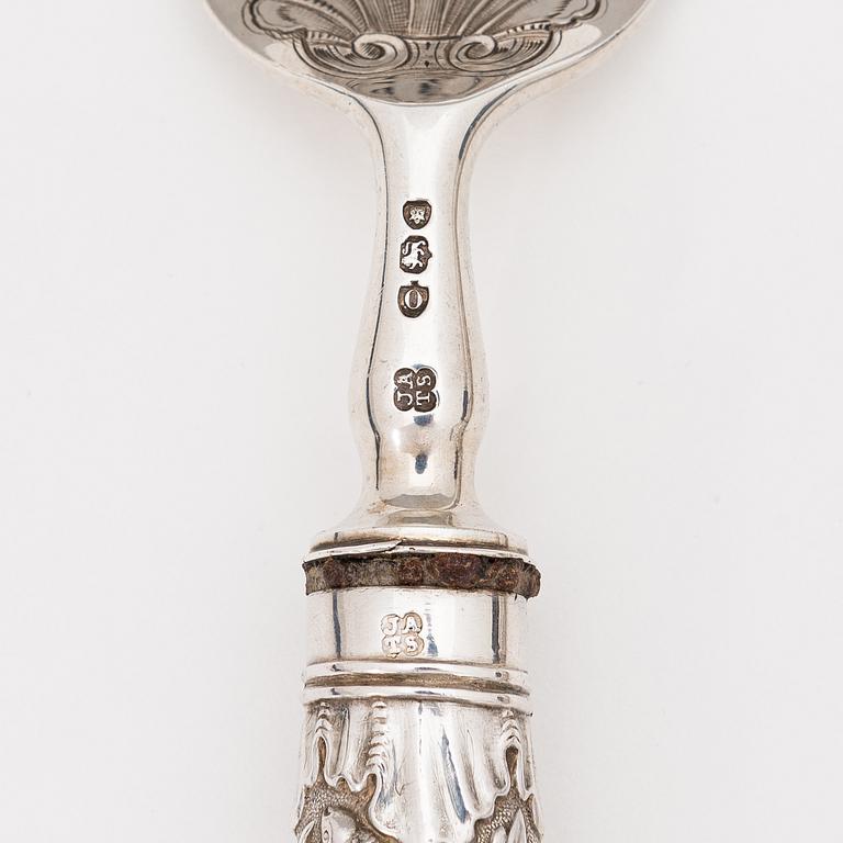 Fiskserveringsbestick, sterlingsilver, John Aldwinckle & Thomas Slater, London, 1889. I originaletui.
