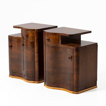 Bedside tables, a pair, first half of the 20th century.