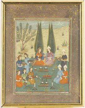 Four Indian and Persian miniature paintings, 20th Century.