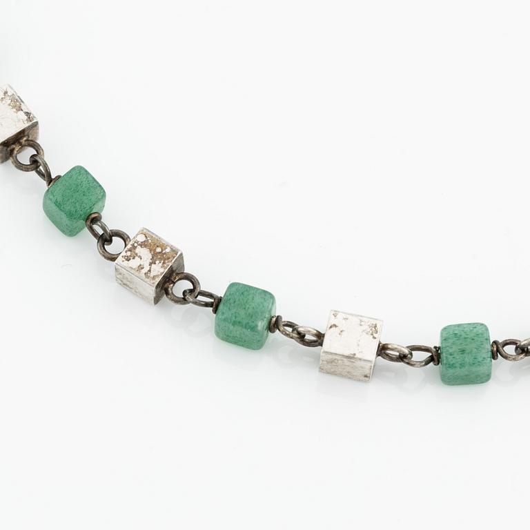 Arvo Saarela, collier, silver och aventurinkvarts, Enköping 1965.