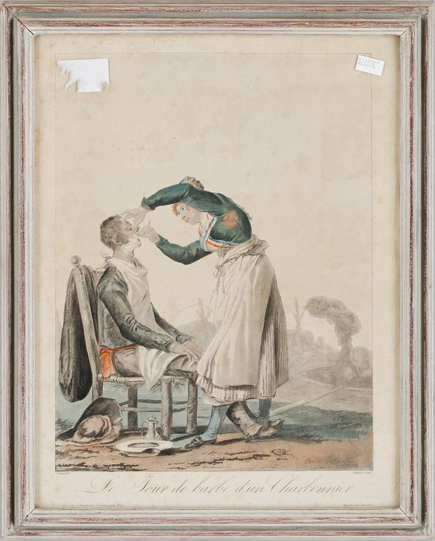 FÄRGGRAVYRER, 3 st, 1800-tal.