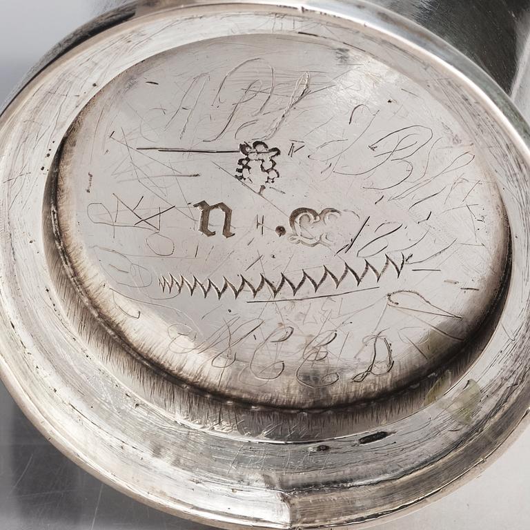 A Swedish 18th century parcel-gilt silver beaker, mark of Lorens Stabeus, Stockholm 1749.
