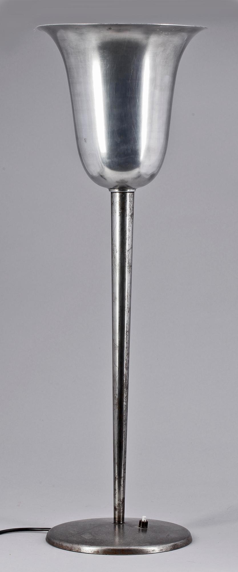 BORDSLAMPA, uplight, metall, 1930/40-tal.