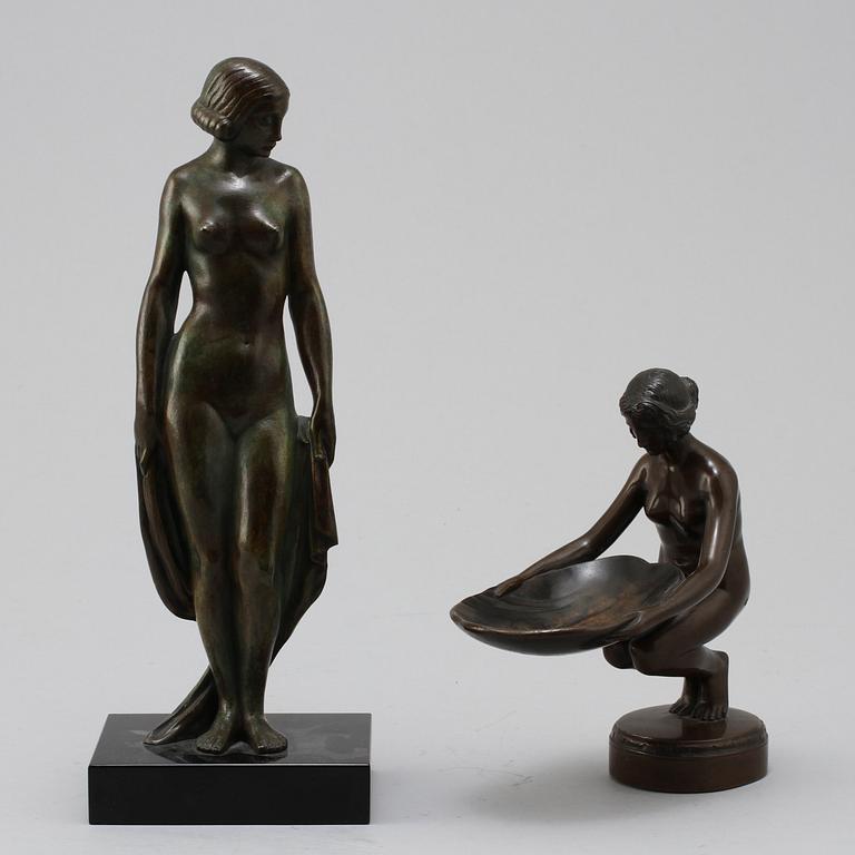 SKULPTURER, 2 st, brons, 1900-tal.