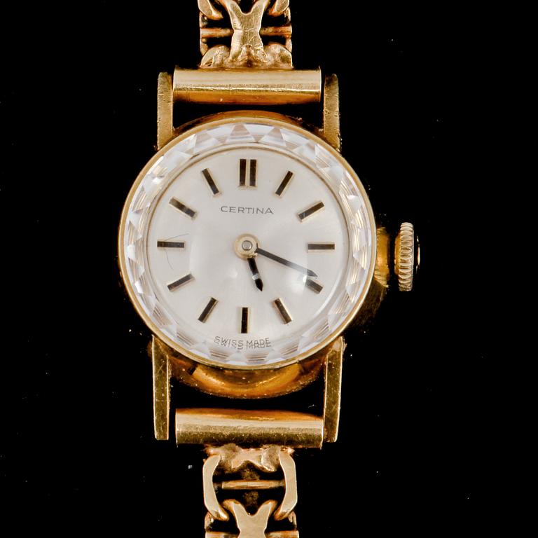 DAMARBANDSUR, 18k guld, Certina, omkring 1900-talets mitt. Vikt 18 g.