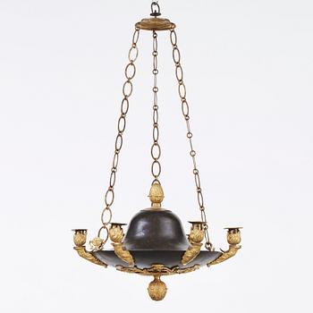 A Swedish Empire 19th century six-light hanging lamp.