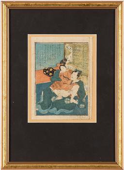 Unidentified artist, a woodblock shunga print, Japan.