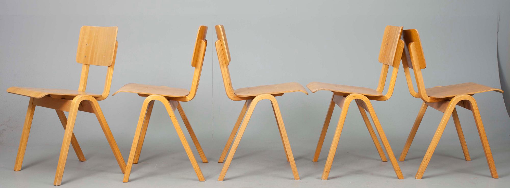 STOLAR, 5 st, formpressad plywood, 1960-luku.