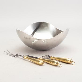 Georg Jensen skål samt ostkniv, öppnare och gaffel Danmark 2000-tal.