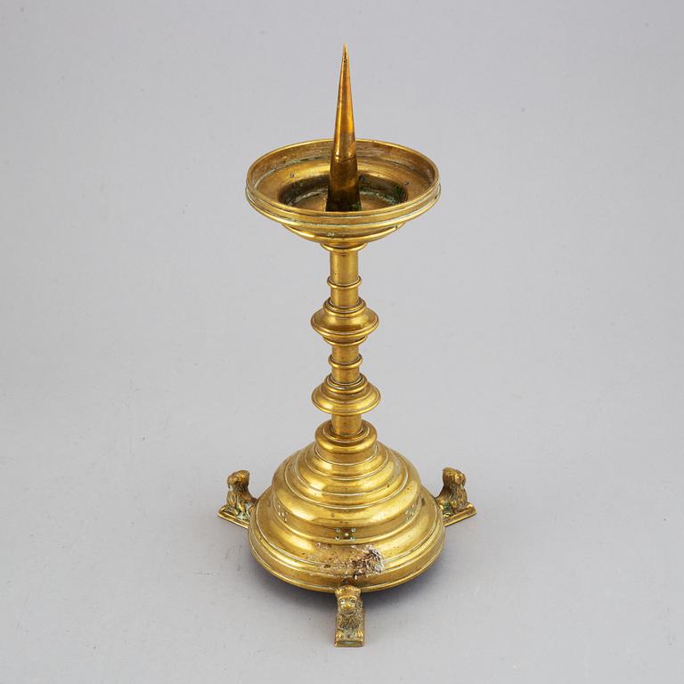A 19th century bronze candlestick.