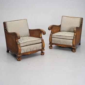 FÅTÖLJER, Chippendalestil, omkring 1900-talets mitt.