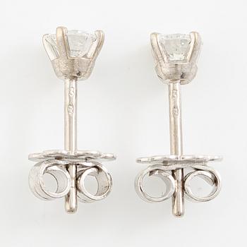 Earrings, Strömdahls, 18K white gold with round brilliant-cut diamonds, total approx. 0.38 ct.