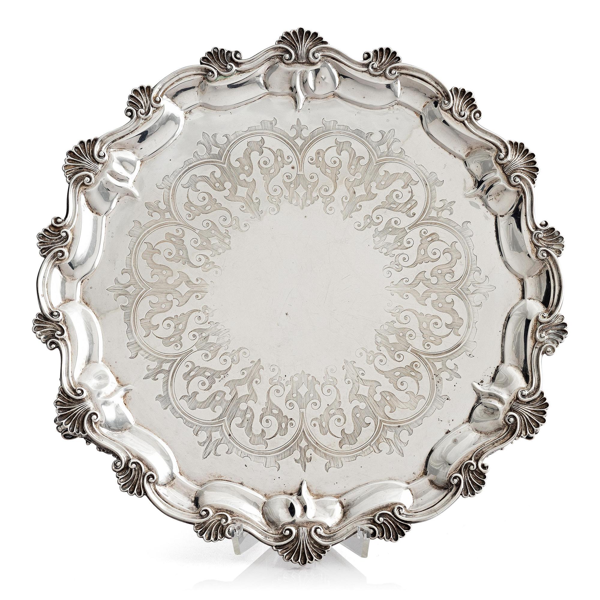 Hands & Son, presenterfat/salver, silver, London 1859.