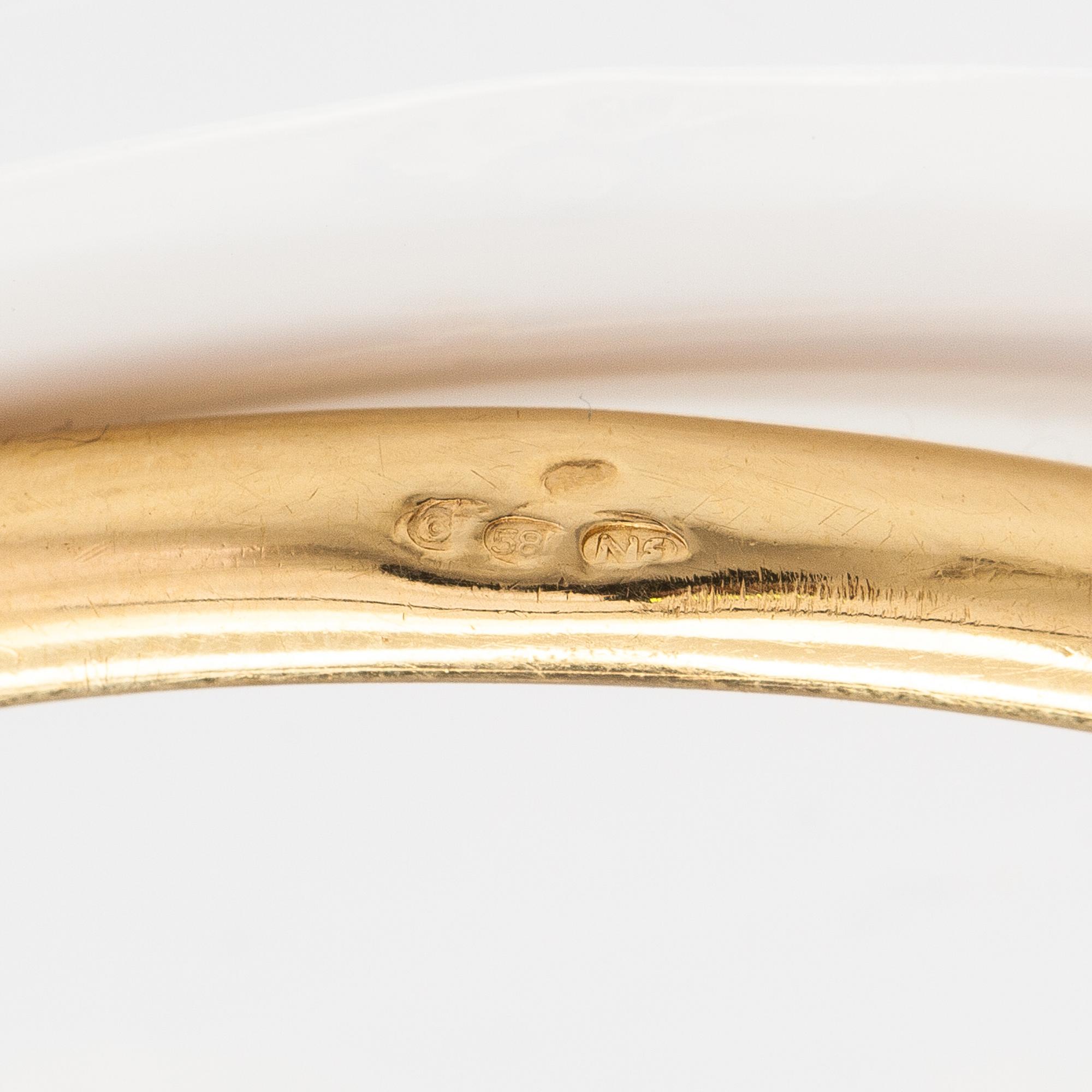 RANNEKORU, 14K kultaa, timantteja n. 0.24 ct yht ja rubiineja.