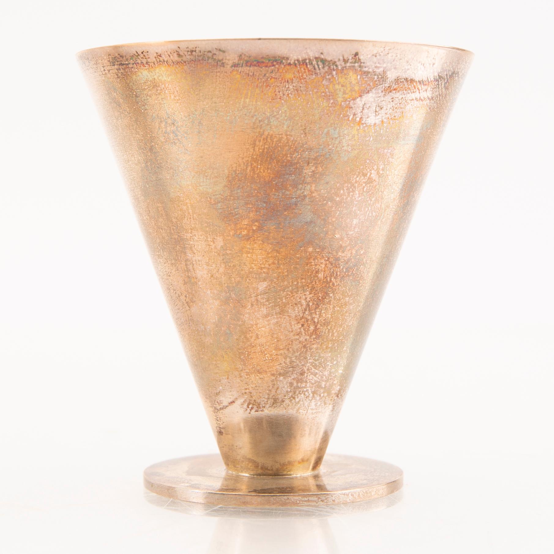 Wiwen Nilsson cocktailglas 3 st., silver Lund 1973-74, ca 250 gram.