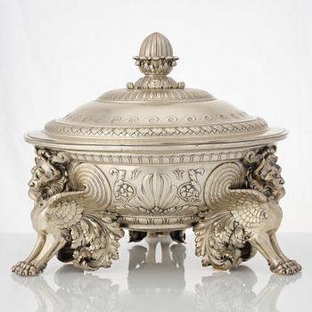 A German 20th century parcel-gilt silver thureen.