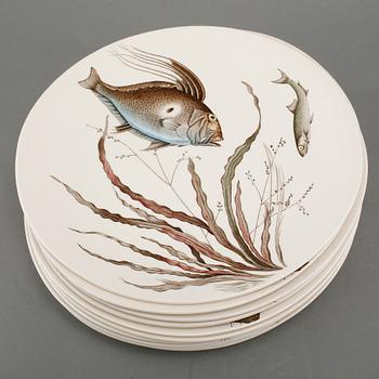 FISKSERVIS, 14 delar, flintgods, "Fish", Johnson Bros, England, 1900-talets andra hälft.
