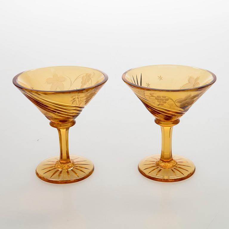 Cocktail-setti, 8 osaa, Karhulan Lasitehdas 1930-luku.