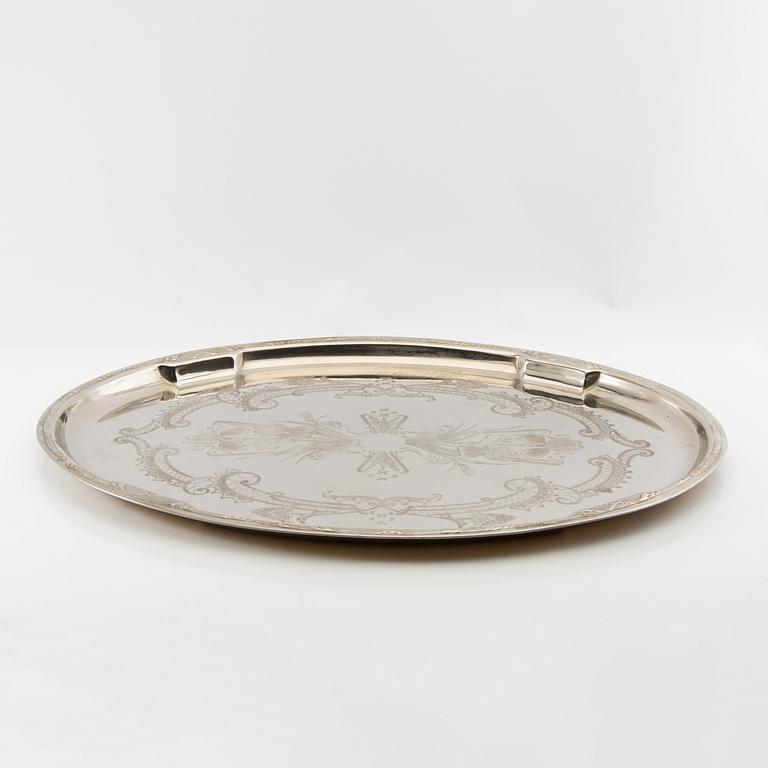 Trays 4 pcs of silver-plated metal, first half of the 20th century.