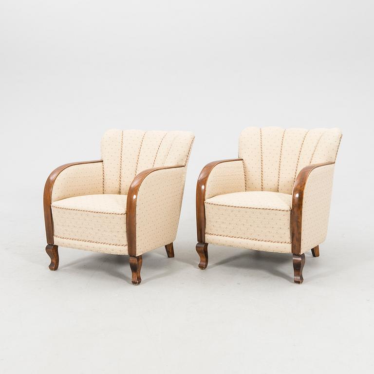 Armchairs, a pair from the 1940s.