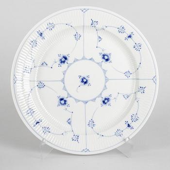 A large 'Blue Fluted Plain' porcelain dish, Royal Copenhagen, model number 107, 1958.