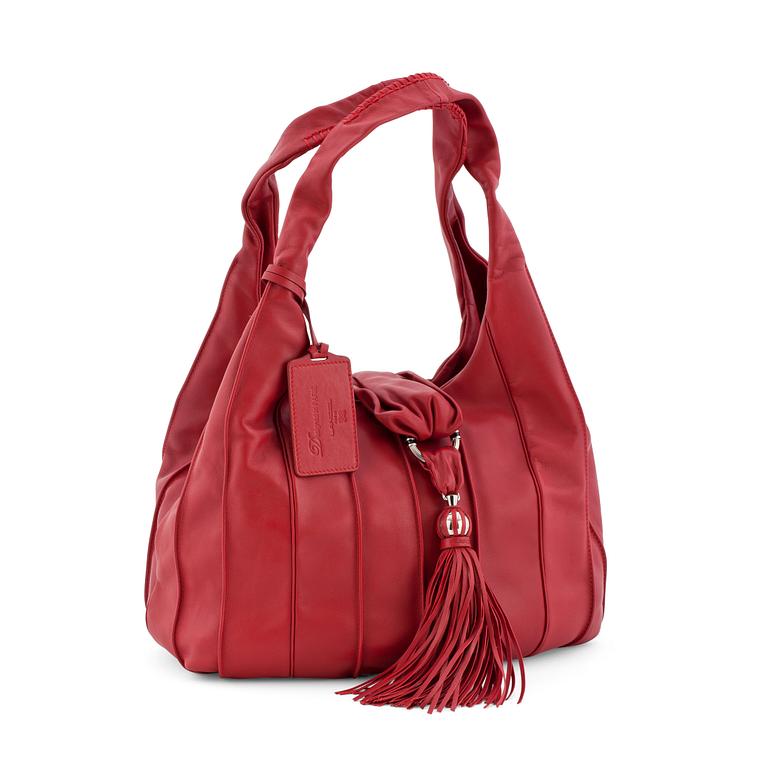 LANCEL, a red leather shoulder bag.