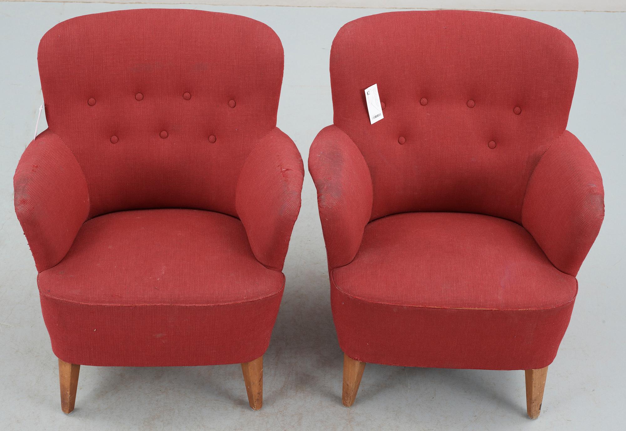 FÅTÖLJER, ett par, "Samsas" Carl Malmsten.