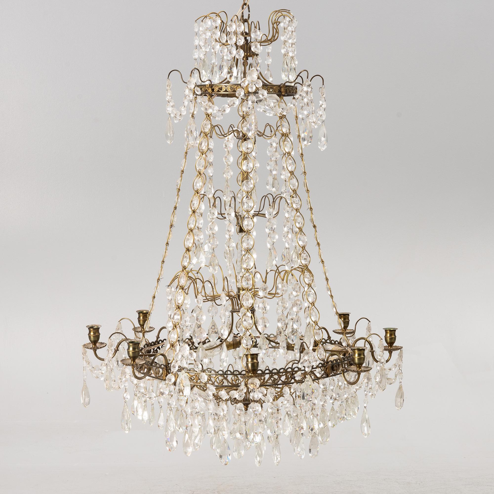 Chandelier, Gustavian style, mid-20th century.