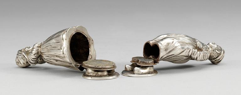 SALT- och PEPPARKAR, sterling. Holland 1800/1900-tal.