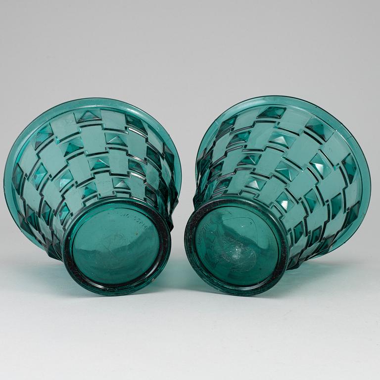 SIMON GATE, two glass vases, Orrefors, circa 1930s.