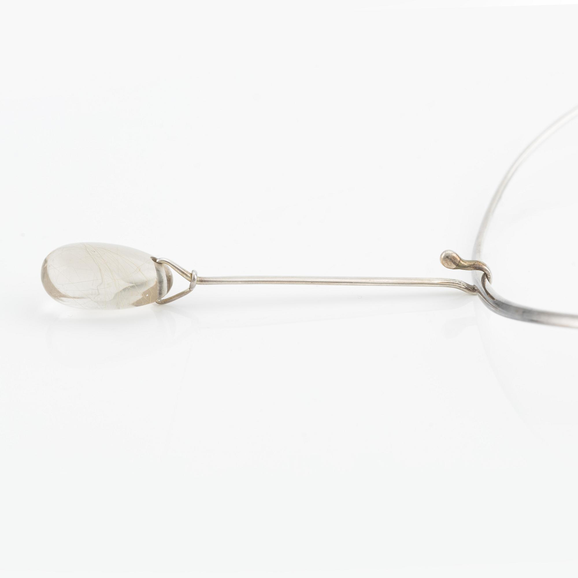 Vivianna Torun Bülow-Hübe, necklace with pendant, silver with rutilated quartz.