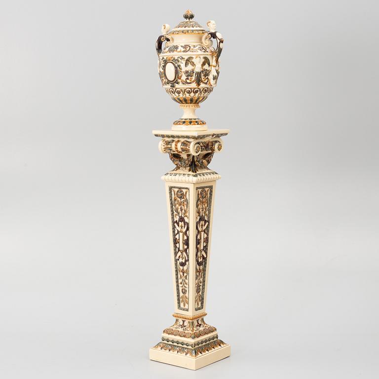 Pedestal with urn, Rörstrand, circa 1900.
