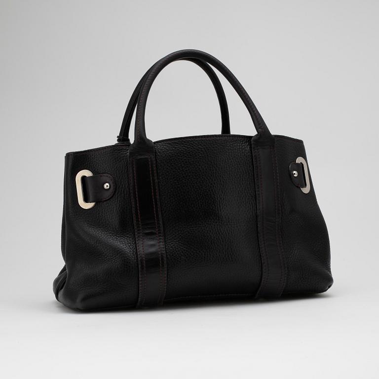 LUELLA BARTLEY, a black leather handbag.