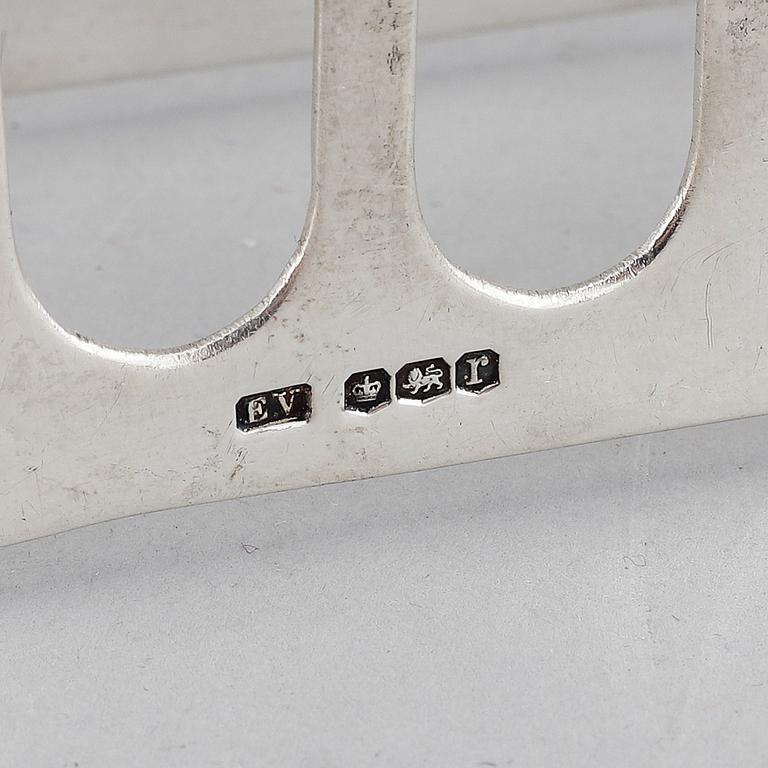 Emile Viner, toastrack, silver, Sheffield 1934.