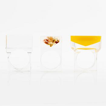 Siv Lagerström, three acrylic rings, 1970s.