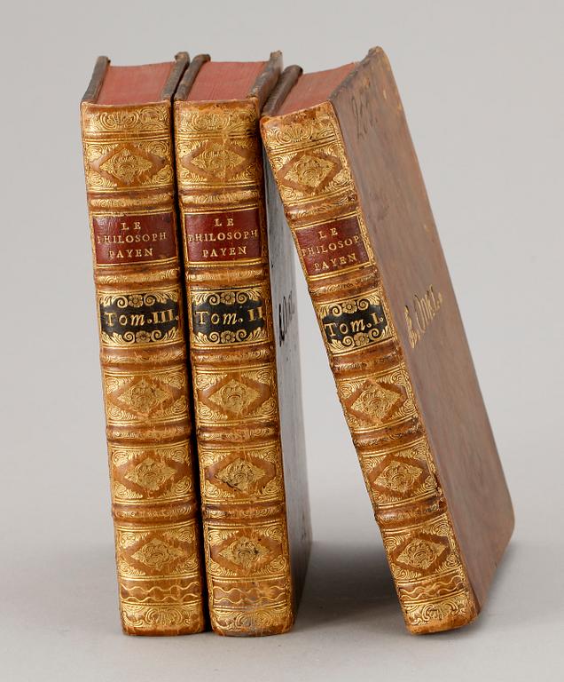 BÖCKER, 3 vol, "Le Philosophe Payen ou Pensèes de Pline.." av Formey, Leyden 1759.