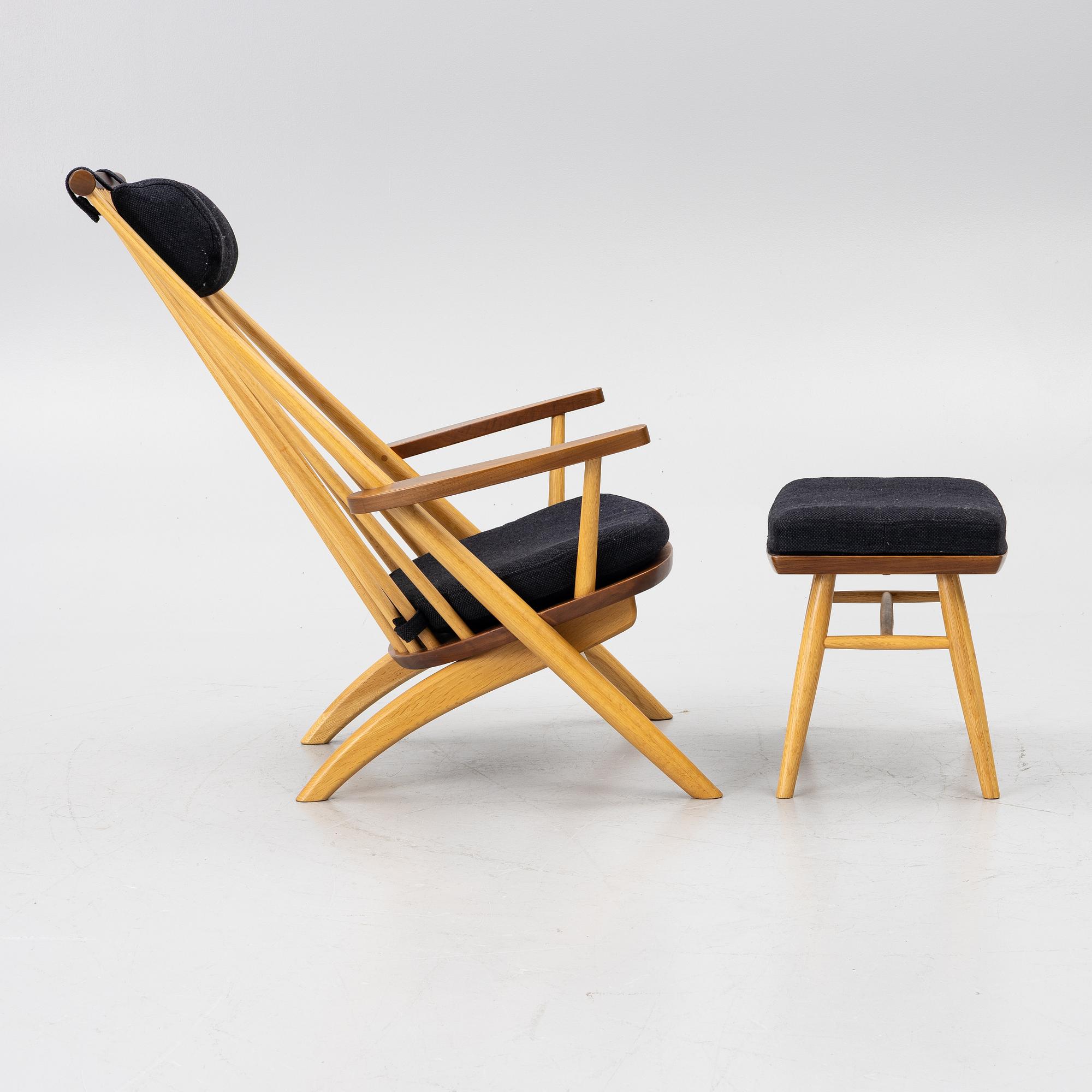 Tateishi Shoiji, armchair, footstool and stool, 21st century.
