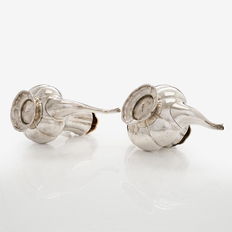 Henrik Hacklin och Johan Warjus, kaffe- och teservis, 4 delar, silver, S:t Petersburg 1868-69 och 1857.