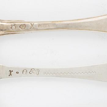 11 Swedish Silver Forks, Sweden 18th century.