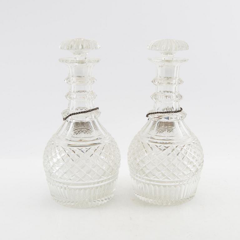 Decanters, a pair of early 20th century cut glass.